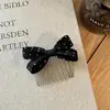 Pente de Cabelo com Laço de Bolinhas Estilo Coreano Grampo de Cabelo Pente Lateral para Testa Presilha para Franja Grampo Antiderrapante Primavera e Verão