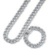Europeo y Americano Hip-Hop Moderno Versátil Estilo Neutro Diamante Completo 15 mm Aleación Cadena Cubana Moderna Set de Collar y Pulsera para Hombre al por Mayor