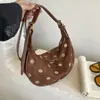 Bolsa de mão moderna com poá para mulheres, nova coleção 2026, bolsa de ombro versátil para o dia a dia, bolsa grande de axila casual de grande capacidade