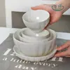 ShunxiangShengshi Vajilla de Cerámica Simple Set de Plato y Tazón Blanco Puro para Uso Doméstico, Vajilla de Lujo Ligero con un Toque de Alta Gama