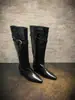 Botas altas de punta con hebilla de cinturón para otoño e invierno, botas de tacón de plataforma adelgazantes, botas de jinete adelgazantes versátiles, botas largas