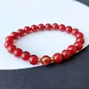 Pulsera de Ágata Roja Jingyao Seis Caracteres Mantra Ágata Negra Regalo de Año Nuevo Cumpleaños Pulsera de un Solo Círculo Joyería de Cristal Natural