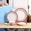 Cuenco anual de polvo de oro británico, juego de vajilla de cinco piezas, cuenco de porcelana china para el hogar, plato de cena, cuchara, juego de regalo al por mayor