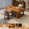 Mesa de Té y Sillas de Madera Maciza Seleccionadas Cuidadosamente, Una Mesa y Cinco Sillas, Mesa de Té Pequeña Estilo Chino Nuevo para Oficina, Mesa de Té Grande para Balcón