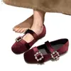 Zapatos Planos de Mujer Estilo Francés Nuevos Invierno 2025, Zapatos de Ballet para el Trabajo con Correa Única y Hebilla de Pedrería, Zapatos Mary Jane para Mujer