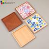 Porta-copos de Mosaico DIY Base de Bambu com Ranhuras Branco em Branco Materiais de Artesanato para Crianças Bandeja Base para Suculentas Madeira em Branco