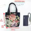 Nueva bolsa de lona con bordado a doble cara de camelia blanco y negro, temperamento de moda, con hilo dorado