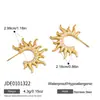Pendientes de Sol de Acero Inoxidable con Circonita Estilo Europeo y Americano Elegantes y Discretos, Pendientes de Lujo Ligero de Gama Alta, Accesorios para Orejas de Acero de Titanio, Joyería Transfronteriza 18K