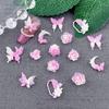 Nova rosa rosa da arte do prego jóias borboleta luminosa camélia borboleta jóias diy nail art decoração pequenas jóias