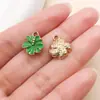 Pingentes Esmaltados Florais Verdes, Trevo da Sorte de Quatro Folhas, Margaridas Pequenas, Brincos DIY, Pulseiras, Acessórios para Joias Atacado