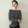 Suéter Interior Otoño e Invierno Cuello Redondo Color Sólido Jersey Suéter de Cachemira Camiseta de Punto Base Top de Cintura Manga Larga para Mujer Grueso