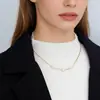 Collar Colgante de Perla de Diseño de Nicho Transfronterizo, Cadena Fina de Acero Inoxidable Minimalista Cadena para Clavícula, Joyería de Exportación