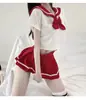Lencería Sexy Uniforme de Estudiante Sexy JK Traje de Marinero con Lazo Estilo Japonés Lindas Estudiantes Estilo Preppy Falda Plisada