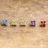 Pendientes de Titanio F136 Color Oro 3 mm Pétalo de Trébol de Cuatro Hojas G23 Titanio Rosca Interna Circonita Labio Stud Piercing en Lengua Joyería