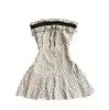 Vestido Pulôver Tomara que Caia de Bolinhas Verão 2026 Feminino Slim Fit Bodycon Curto Sexy Estilo Hot Girl Sem Mangas