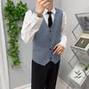 Chaleco de traje gris ajustado de estilo coreano de primavera para hombre, chaleco de traje británico informal, chaleco profesional para padrinos de boda.