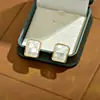 Pendientes Cuadrados de Concha Natural de Gama Alta con Diseño de Mosaico de Nácar Blanco, Aguja de Plata, Versátiles para el Trabajo Diario, Pendientes para Mujer