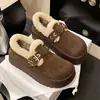 Botas de Neve com Solado Grosso e Forro de Pelúcia para Mulheres 2026 Novo Estilo Quente Inverno Mais Veludo Totalmente Fechado Estilo Birkenstock Sapatos de Algodão com Pelo para Mulheres