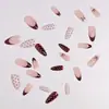 24 piezas de uñas postizas nuevas de estilo francés vintage con puntos burdeos y forma de almendra, para pegar