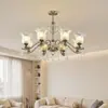 Lustre de sala de estar de luxo leve estilo francês, luminária de cristal estilo americano, luminária de sala de jantar minimalista retrô estilo europeu, luminária de quarto principal estilo japonês mid-century