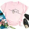 Talla europea transfronterizaAdultos y niñosespacio gatito/cachorro estampado completo espuma té camiseta multifuncional