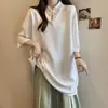 Ropa para Mujer Tallas Grandes Estilo Chino Botón Cuello Semi Abierto Top Nuevo Primavera y Verano 2025 para Mujer Aspecto Adelgazante Holgado Camiseta de Manga Corta Color Liso