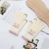 Guantes sin dedos con lazo para mujer, Invierno, Felpa cálida, Ciclismo, Pantalla táctil, Tejido, Lindo, Moderno, Chica