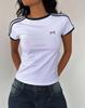 Top curto gótico bordado com laço feminino europeu e americano, moda urbana, vintage, casual, manga curta, camiseta y2g, roupas