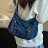 Bolsa Tote Feminina para Ir para a Aula, Nova Moda Casual Outono 2026 Bolsa de Ombro, Bolsa de Jeans de Grande Capacidade