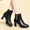 Una generación de zapatos de madre de pelo botines zapatos de tacón alto para mujer suela blanda zapatos de cuero de algodón con forro polar botas para mujer de mediana edad con cuero suave otoño e invierno