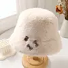 Chapéu de Pescador Feminino Outono e Inverno Novo Estilo Desenho Animado Ragdoll Moda Rosto Exposto Pequeno Chapéu de Bacia Recheado Chapéu Quente à Prova de Frio