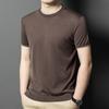 Camiseta de punto de seda de alta gama 100% seda de morera para hombre, manga corta, cuello redondo, suéter fino de manga corta de verano