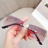 Gafas de sol sin marco para mujer, de comercio exterior, con degradado cuadrado, estilo street photo, de moda transfronteriza