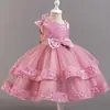 Nova Saia de Tule Fofa com Lantejoulas de Princesa para Crianças Festa de Aniversário Jantar Performance Vestido Atacado Transfronteiriço