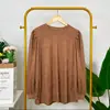 Tela plisada transfronteriza Nuevo artículo Camisa chaqueta holgada de color liso manga larga para mujer Camisa holgada para mujer Top para mujer TIKTOK