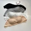 Lingerie de Cor Sólida para Estudantes, Sutiã Tomara que Caia Push-Up com Design Antiderrapante, Suporte para Seios Pequenos, Anti-Queda, Sutiã Sem Costura