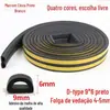Tira de Vedação para Frestas de Portas e Janelas Antifurto em Formato D, à Prova de Som e Redutora de Ruído, Tira Autoadesiva para Portas de Quarto, à Prova de Vento e Poeira, Silenciosa