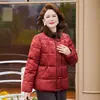 Ropa de invierno estilo abuela chaqueta acolchada de algodón con forro polar engrosada para madres menudas de cincuenta o sesenta años chaqueta de algodón con cuello alto rojo abrigo engrosado
