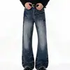 Jeans Retro Americanos Lavados 2026 Bigotes de Gato Pierna Chueca para Hombres y Mujeres Holgados de Pierna Ancha Ropa Urbana Fresca Estampado de Salpicaduras Pantalones Largos Adelgazantes
