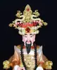 Estatua Divina de Anciana Negra Hu Sanyei Taonai Corona de Fénix Abuela de Taishan Niangniang Guanyin Estatua de Buda Tocado Corona de Cabeza Sombrero