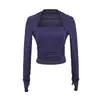 Top de Moda para Chica Caliente con Cuello Cuadrado y Cintura Ajustada para Mujer, Estilo Francés, Slim, Sexy, Color Sólido, Estilo Puro Deseo, Camiseta de Manga Larga