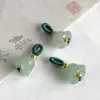 Atacado e Jade Dourado de Xinjiang Sino de Vento Flor Pequena Pulseira Pingente Flor de Lírio do Vale de Jade Acessórios de Argola de Puxar DIY