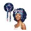 Nuevo Superventas Transfronterizo de Amazon: Gorro de ducha grande con visera ancha y cola larga para atar, con estampado de cinta, popular superventas transfronterizo