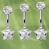 Clavo de ombligo de estrella pentagonal de 5A con incrustación de circonita, piercing corporal de acero inoxidable, anillo de ombligo, joyería de moda, venta caliente, clavo de labio