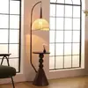 Luminária de chão vintage estilo francês para sala de estar com prateleira integrada, luminária de pesca retrô, luminária de ambiente para cabeceira de quarto casa