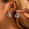 Joyas de Azúcar Ins Stitch Raya Vertical Pendientes de Corazón Femeninos Nicho Color Acero Inoxidable Resistente Sin Alergia Pendientes de Corazón