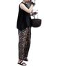25219 Gran Aimei Yiyuan 2025 Verano Nueva Moda Cuello Redondo Color Sólido Holgado Camiseta Pantalones Rectos Estampados Elegantes