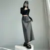 Saia Esportiva Reta de Cintura Alta com Cordão Feminina Saia Midi Solta Preguiçosa com Plus Veludo Outono Inverno Feminina