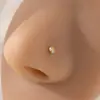 Anillo de Nariz Europeo y Americano Estilo Transfronterizo Sin Perforación, Sencillo Cobre Microincrustado Cuadrado de Circonita Zirconio en Forma de L Stud para Nariz, Joyería de Nariz Moderna y Genial