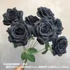 Tecido de lã 7 cabeças buquê de rosa diamante flor de simulação flor rosa flor de casamento material de flor flor de mão decoração de casa flor artificial
